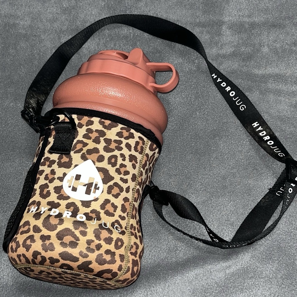 Hydrojug 73 Ounce Pink Cheetah Leopard Water Jug Carrying Sleeve And Strap GUC